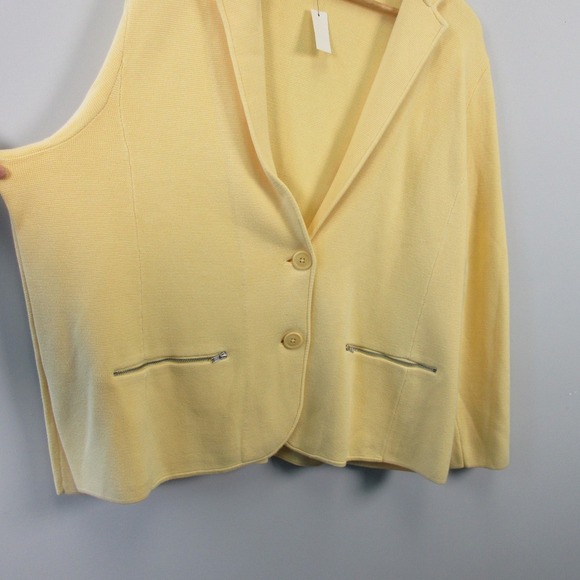 Talbots Knit Blazer Jacket Woman 3X Butter Yellow Cotton Cardigan Preppy 960 - Picture 6 of 10